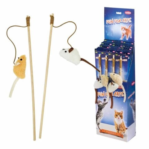 Sesli Ve Kedi Naneli Peluş Fare Olta 46 Cm