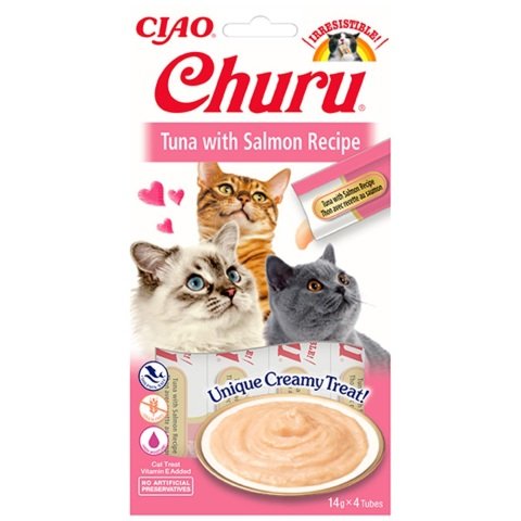 Ciao Churu Cream Ton Balıklı ve Somonlu Kedi Ödül Kreması 4 x 14 Gr