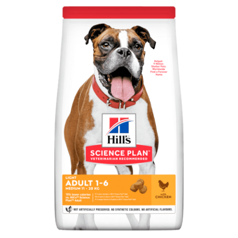 Hill's Science Plan Dog Adult 1-6 Light Medium Breed Chicken 14 Kg