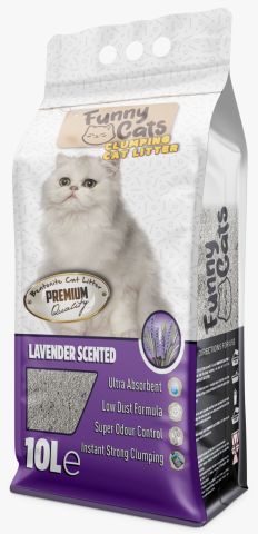 Funny Cats Bentonit Kedi Kumu İnce Taneli 10 Litre LAVANTA