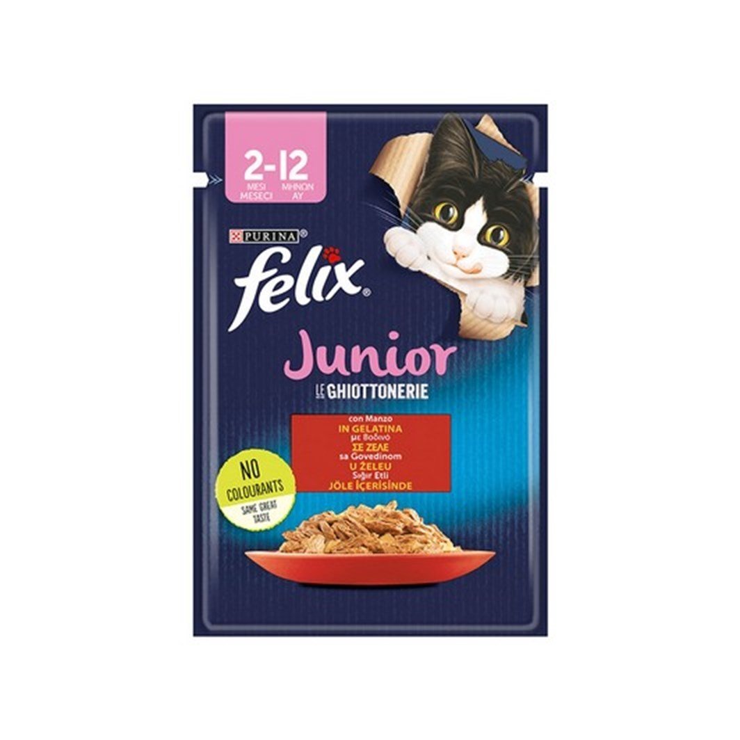 FELİX KEDİ SIĞIR ETLİ JÖLE İÇERİSİNDE YAVRU KEDİ MAMASI 85 GR