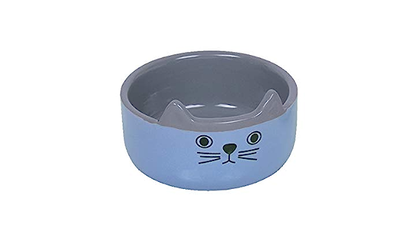Seramik Mama Kabı Kedi Suratlı Açık Mavi Ø 13 x 4 cm 0.16l  Nobby
