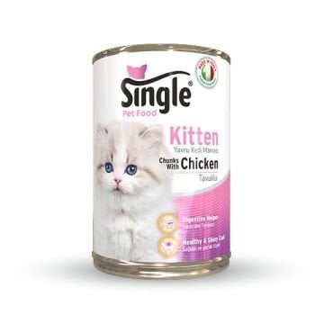 SINGLE KEDİ YAVRU TAVUK ETLİ KONSERVE 415 Gr