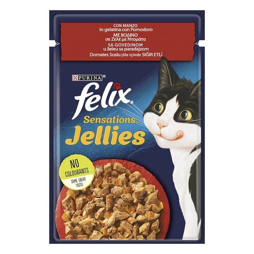 FELİX  KEDİ DOMATES SOSLU JÖLE İÇİNDE SIĞIR ETLİ 85 GR