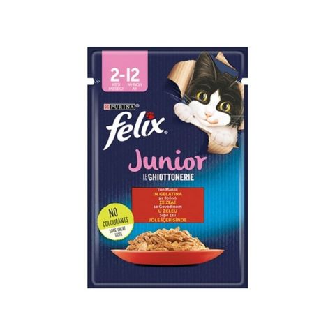 FELİX KEDİ SIĞIR ETLİ JÖLE İÇERİSİNDE JUNİOR YAVRU KEDİ MAMASI 85 GR 26\'LI PAKET