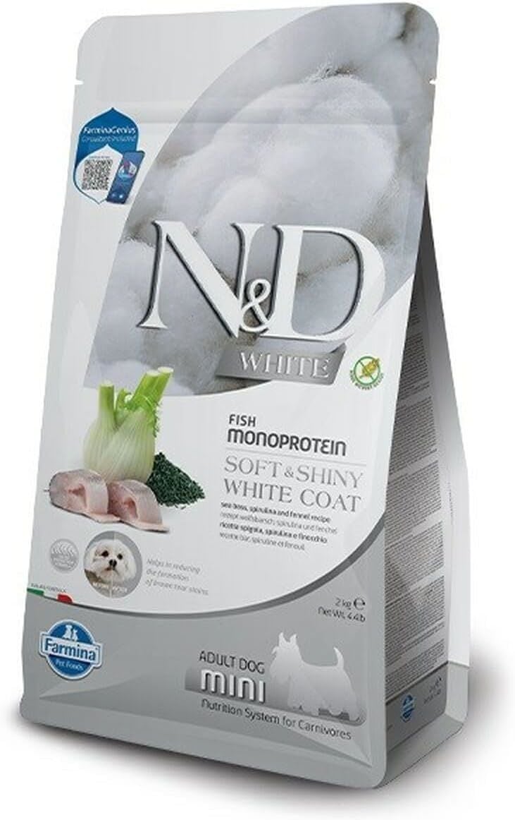 ND White Mono Protein Balıklı Beyaz Renkli Küçük Irk Yetişkin Köpek Maması 2kg