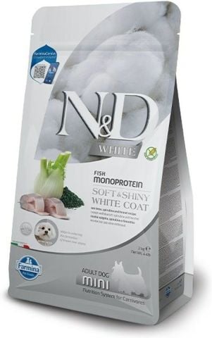 ND White Mono Protein Balıklı Beyaz Renkli Küçük Irk Yetişkin Köpek Maması 2kg