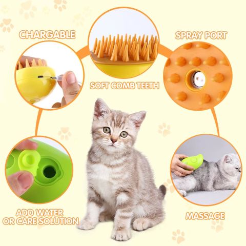 Kedi Buharlı Fırça 3'ü 1 Arada Buharlı
