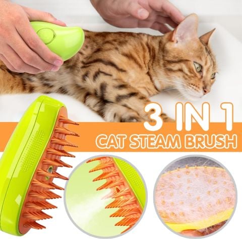 Kedi Buharlı Fırça 3'ü 1 Arada Buharlı