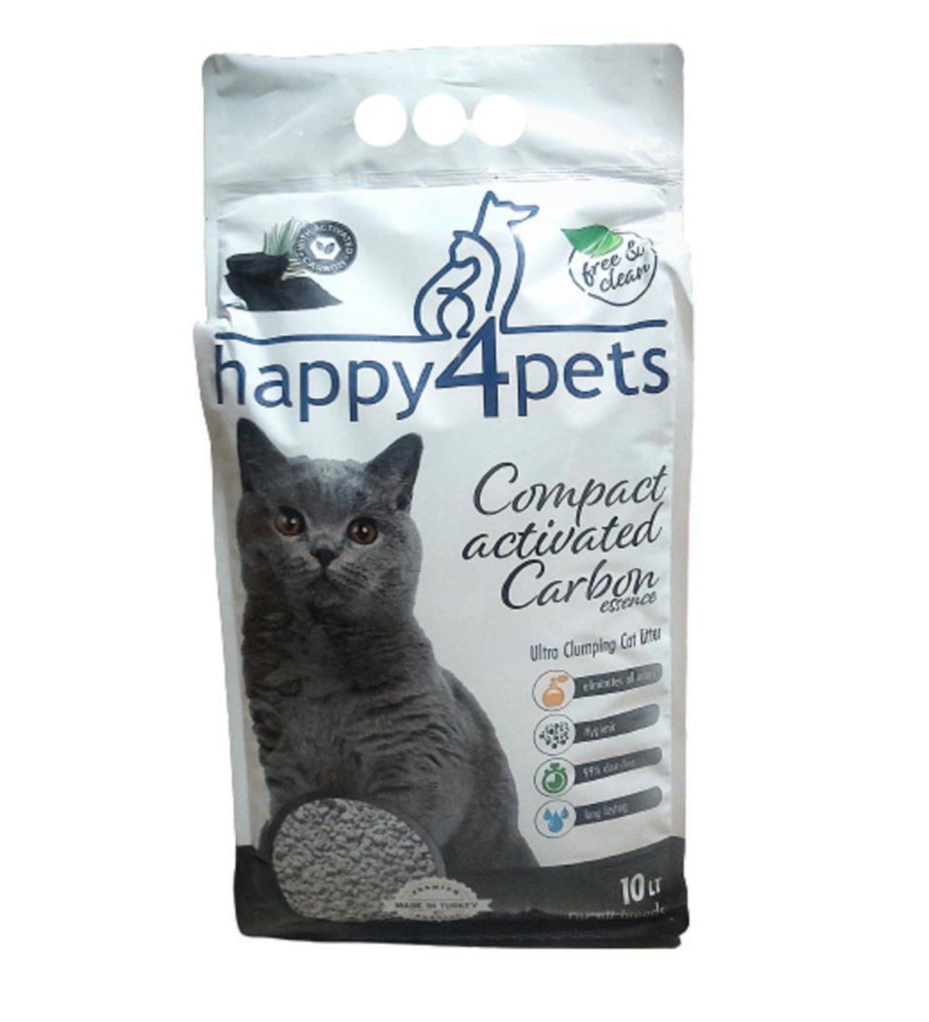 HAPPY4PETS KARBONLU KEDİ KUMU 10 LT