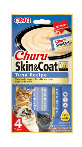 CHURU CREAM SKİN COAT CİLT VE TÜY SAĞLIĞI TON BALIKLI ÖDÜL MAMASI 4X14 GR