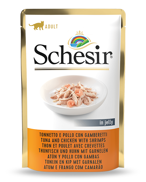 Schesir Jelly Ton Balıklı Tavuk ve Karidesli Pouch Kedi Konservesi 85 Gr