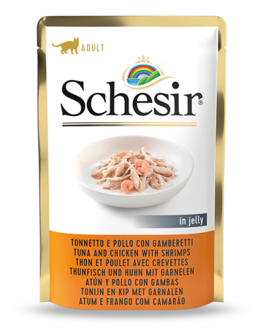 Schesir Jelly Ton Balıklı Tavuk ve Karidesli Pouch Kedi Konservesi 85 Gr