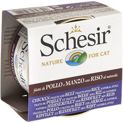 Schesir Doğal Tavuk Sığır Eti ve Pirinçli Kedi Konservesi 85 Gr