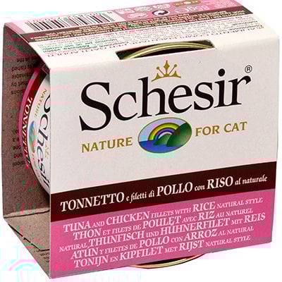 Schesir Ton Balıklı Tavuklu Pirinçli Kedi Konservesi 85 Gr