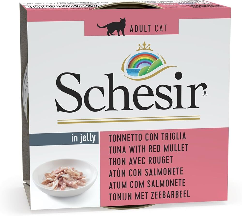 Schesir Jelly Ton Balığı ve Barbun Balığı Jöle İçinde Yetişkin Kedi Konservesi 85g