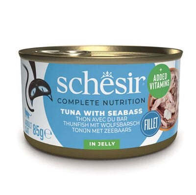 Schesir Jelly Ton Balıklı ve Levrek Kedi Konservesi 85 Gr