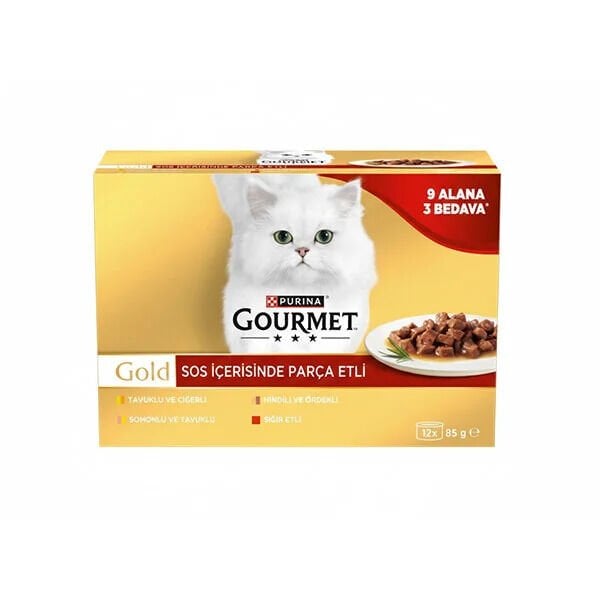 Gourmet Gold Parça Etli Karışık Kedi Konservesi 85 gr ( 9 Alana 3 Bedava )