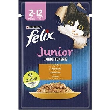 FELIX  KEDİ TAVUK ETLİ JUNİOR YAVRU JÖLE İÇİNDE 85 GR