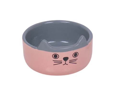 Seramik Mama Kabı Kedi Suratlı Pembe Ø 13 x 4 cm 0.16l Nobby