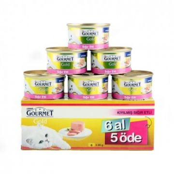 Gourmet Gold Kıyılmış Sığır Etli Kedi Konserve 85 Gr 6 Al 5 Öde