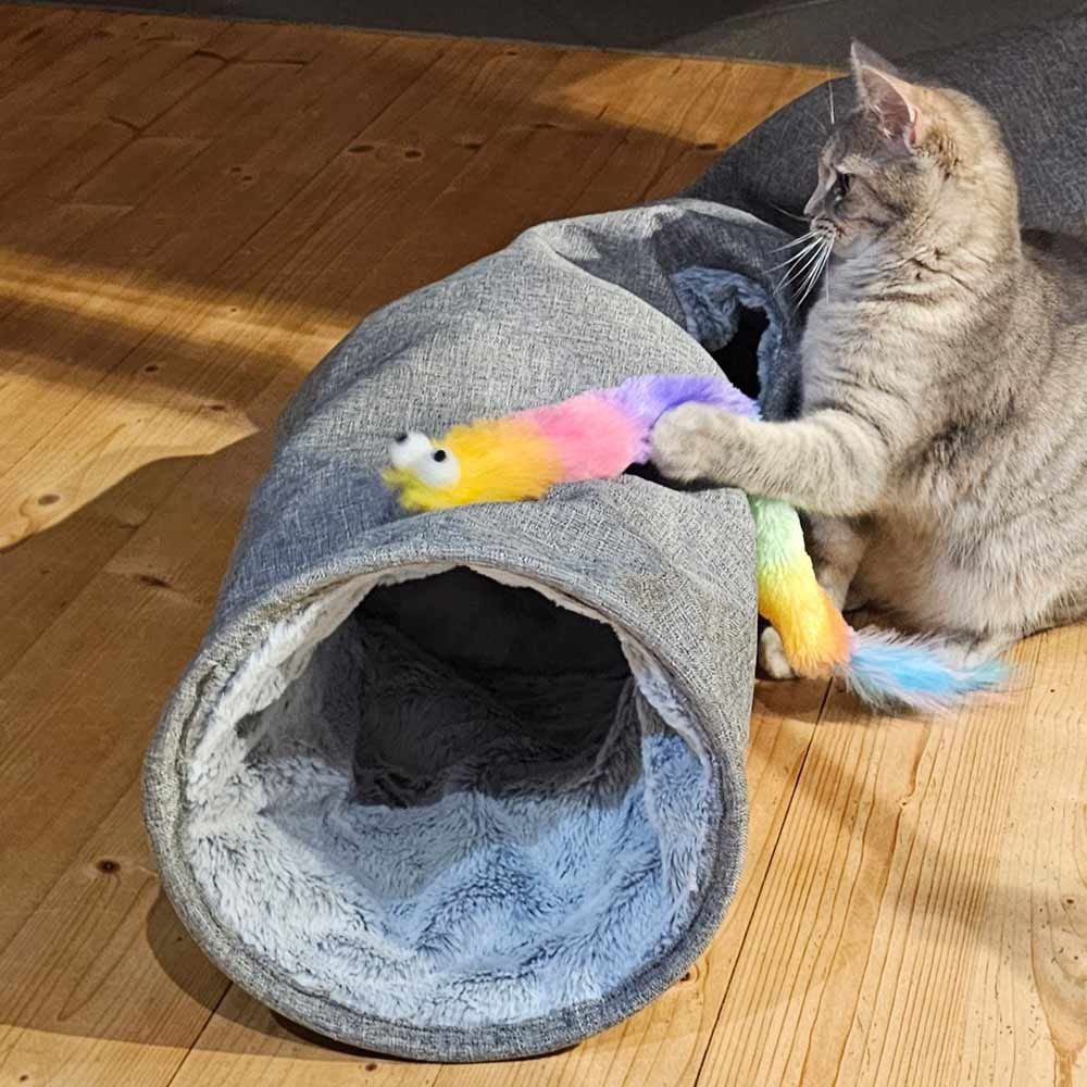 Kedi Tüneli Üstü Keten İçi Peluş 110 Cm