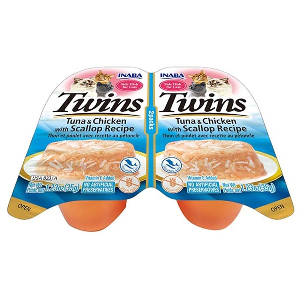 Twins Ton Balıklı, Deniz Taraklı ve Tavuklu Kedi Ödül Jölesi 2 x 35 Gr