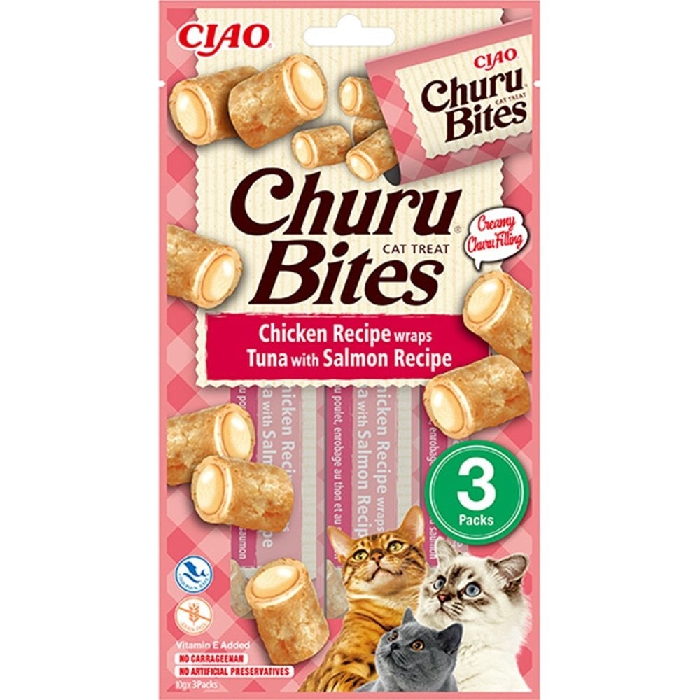 Ciao Churu Bites Tavuk Sargılı , Ton Balıklı ve Somonlu Kedi Ödül Maması 3 x 10 Gr