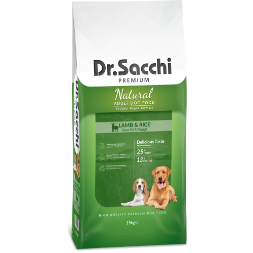 Dr.Sacchi Premium Natural Lamb&Rice Yetişkin Köpek Maması 12 Kg