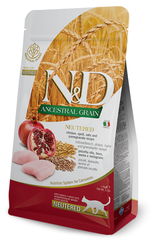 N&D Tavuk, Kılçıksız Buğday, Yulaf Ve Narlı Yetişkin Kısırlaştırılmış Kedi Maması 1.5 Kg